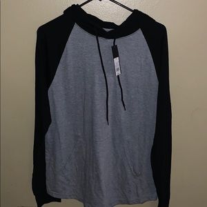 Long Sleeve Black and Gray Hooded Shirt